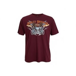 Harley-Davidson Luxembourg Burgundy Graphic T-Shirt Motorcycle Biker L‎